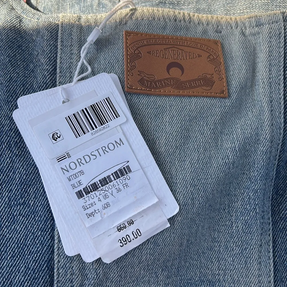 Marine Serre Crescent Cup Patchwork Denim Bustier Top size FR 36/US 4 - Image 4