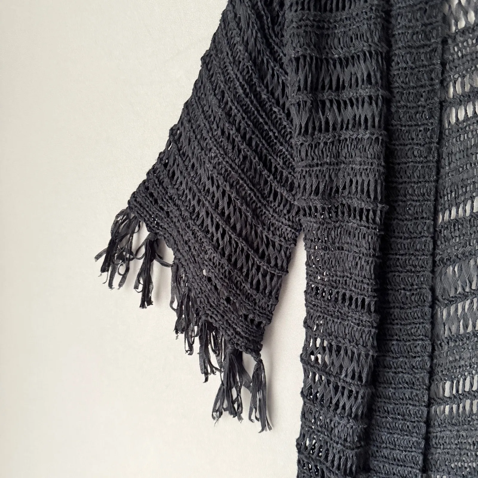 Boho sz One size black open cardigan knit cover up‎ - Image 3