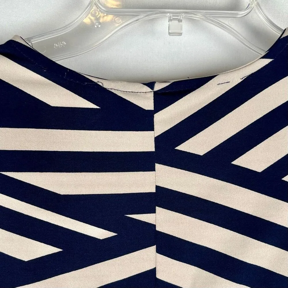 Daisy Fuentes Blue Tan Geometric Tank Sleeve Mini Dress Petite Extra Small - Image 4