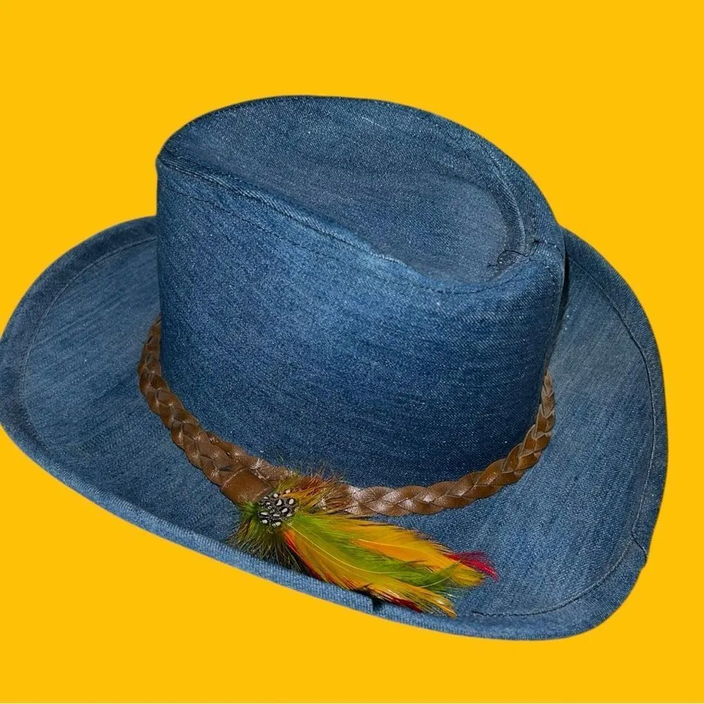 Retro throw back denim cowgirl hat! New Blue - Image 11