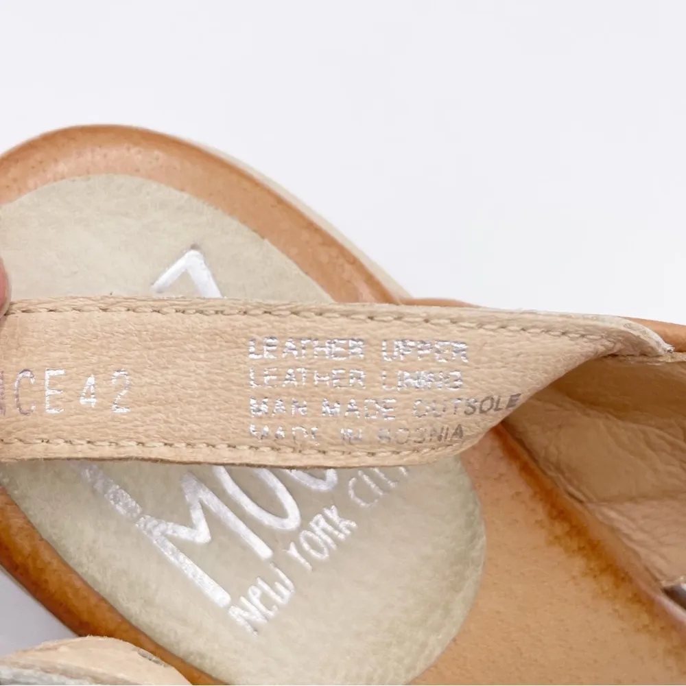 Miz Mooz Constance Ivory Woven Leather Backstrap Heeled Sandals Women's Size 42 - Image 6