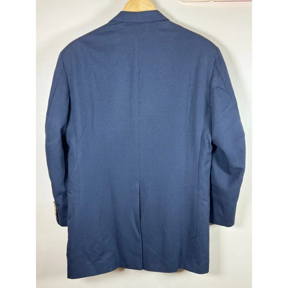 Polo Ralph Lauren Made in USA 100% Worsted Wool Navy Blazer Gold Buttons VTG 20 - Image 7