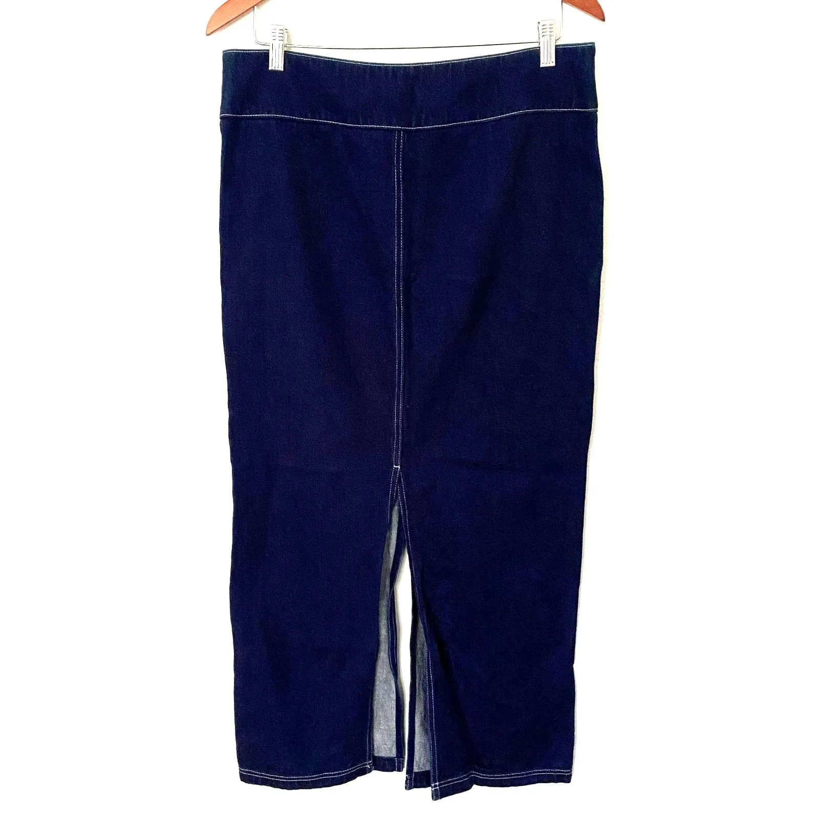 Vintage Y2K Guess Maxi Cotton Slit Denim Jean Skirt Sz 32 (Missing Clasp) - Image 2