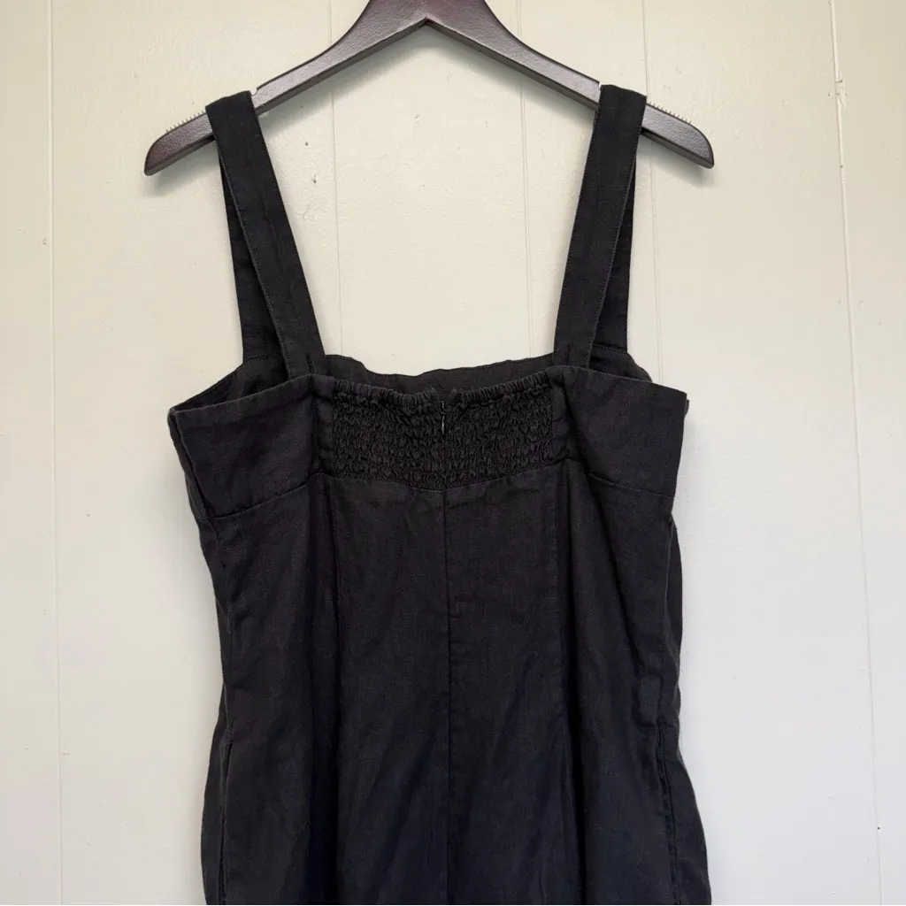 MADEWELL Black Squareneck Wide-Leg Jumpsuit in 100% Linen Size 10 - Image 10