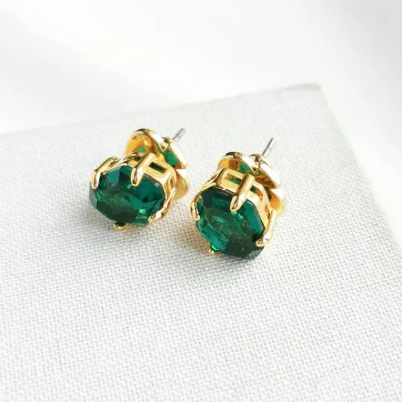 Kate Spade NIB Treasure Trove Studs emerald green gold - Image 3
