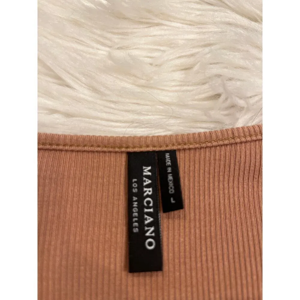 Marciano stretch ribbed buttery soft thong bodysuit L - Image 3