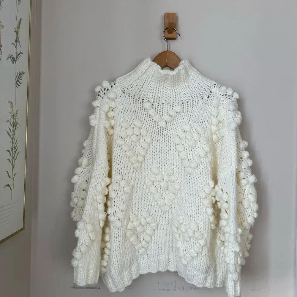 Chicwish Turtleneck Sweater Chunky cowl neck Knit White Style Size M (No Tag) - Image 3