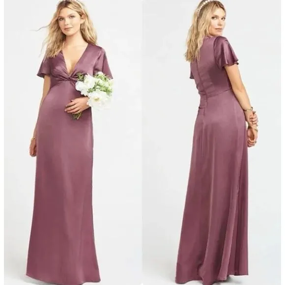 Show Me Your Mumu Rome Twist Satin Gown Dress Plum Purple Size XXS NEW - Image 2