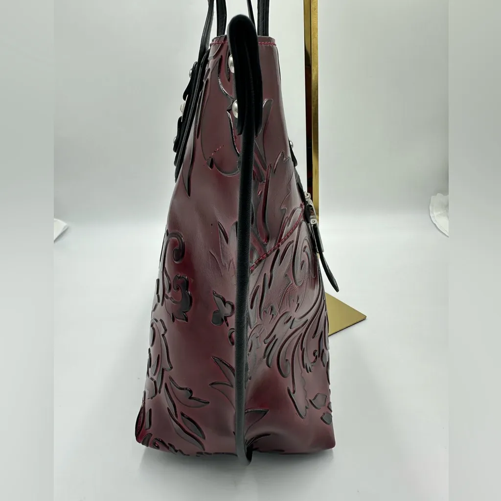 Elegant Red Embossed MC Tote Bag - Image 4