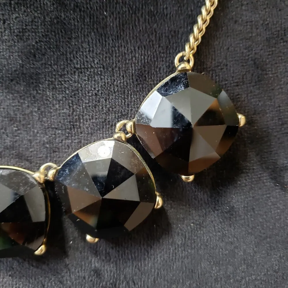 The Limited Womens Chunky Black Gems Gold Tone Statement Necklace Lobster Clasp - Image 4