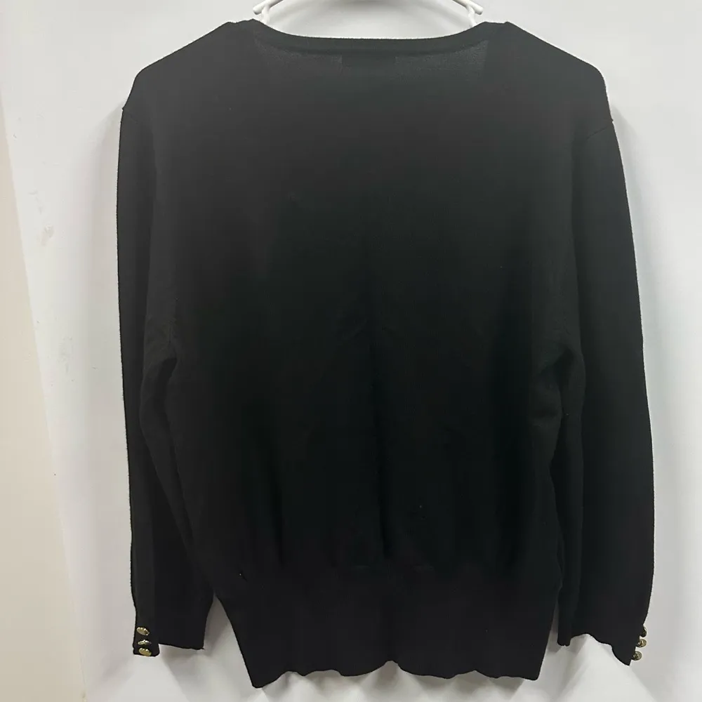 Premise Studio Black Cardigan Gold Buttons 3 Quarter Slv Knit Sweater Womens XL - Image 8