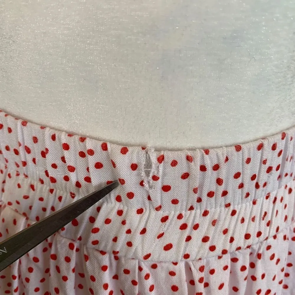 Vintage Maren Skirt White Red Polka Dots Elastic Waist Pleated Lightweight Midi - Image 5