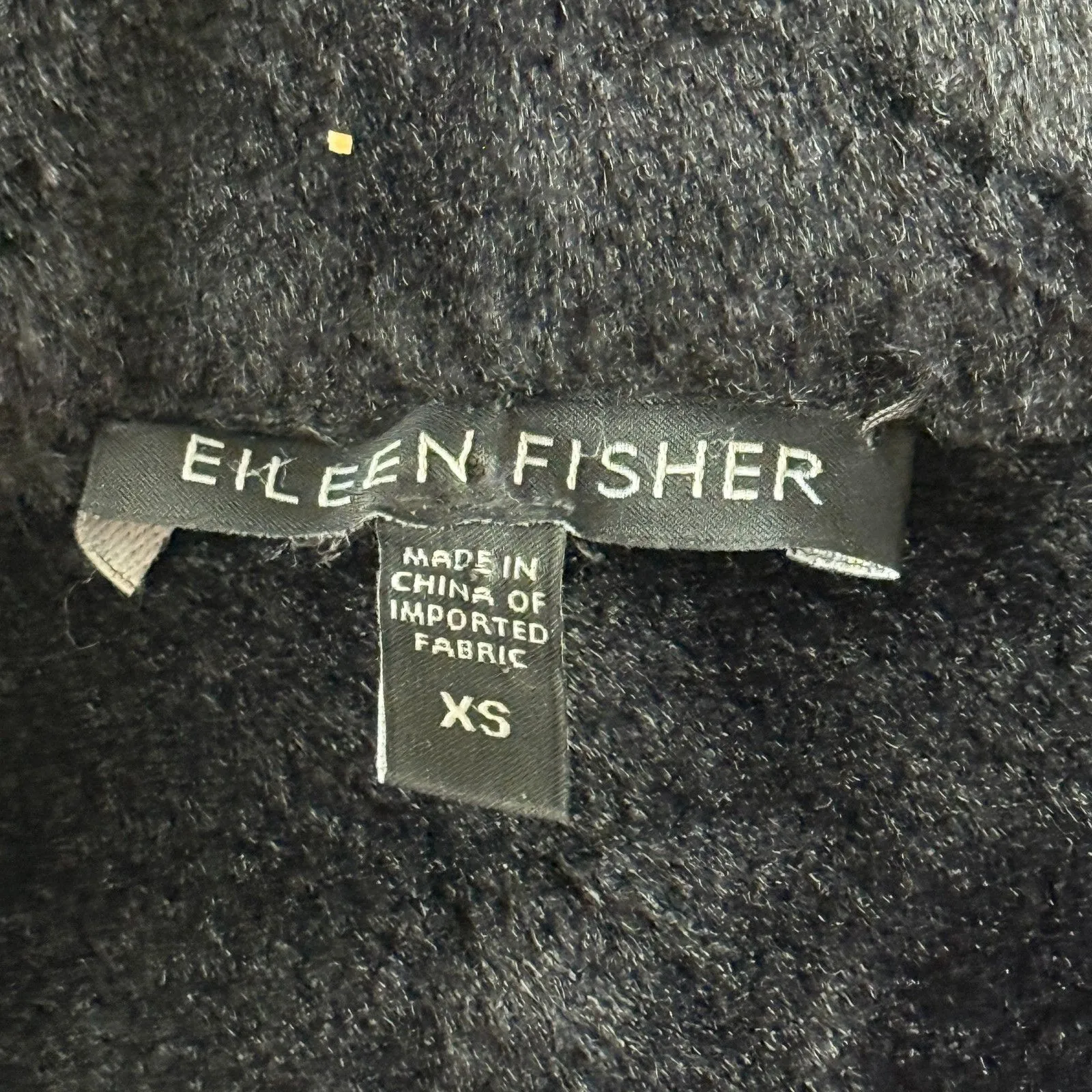 Eileen Fisher Bonded Fleece BLACK Funnel Neck Jacket Faux Fur Lined Coat XS - Image 4