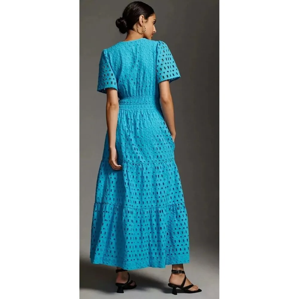 NWT by Anthropologie Somerset Maxi in Blue Eyelet Edition Tiered Dress XS - Image 4