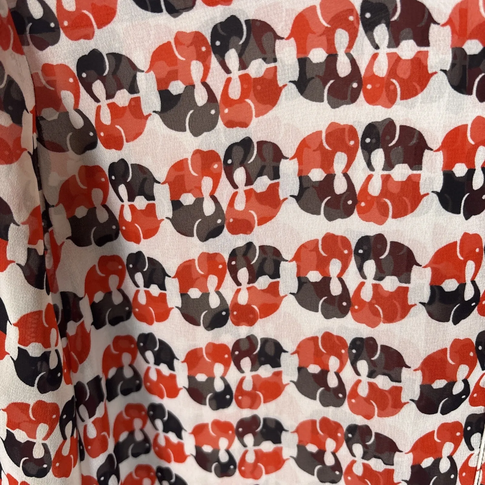 Pleione Shirt Womens S Elephant Red Black Blouse Sheer Button Up Novelty Animal - Image 4