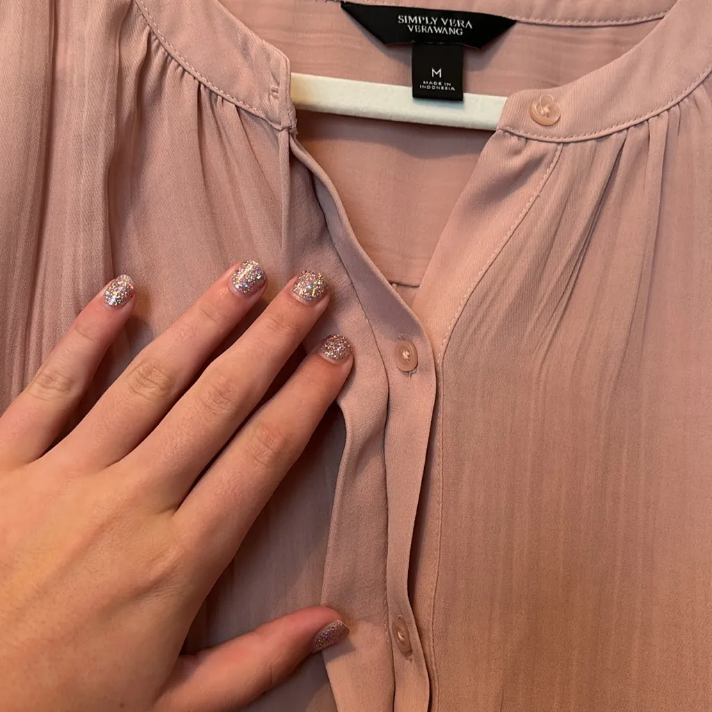 Simply Vera Wang Pink Flowy Relaxed Fit Shirt M Size M - Image 2