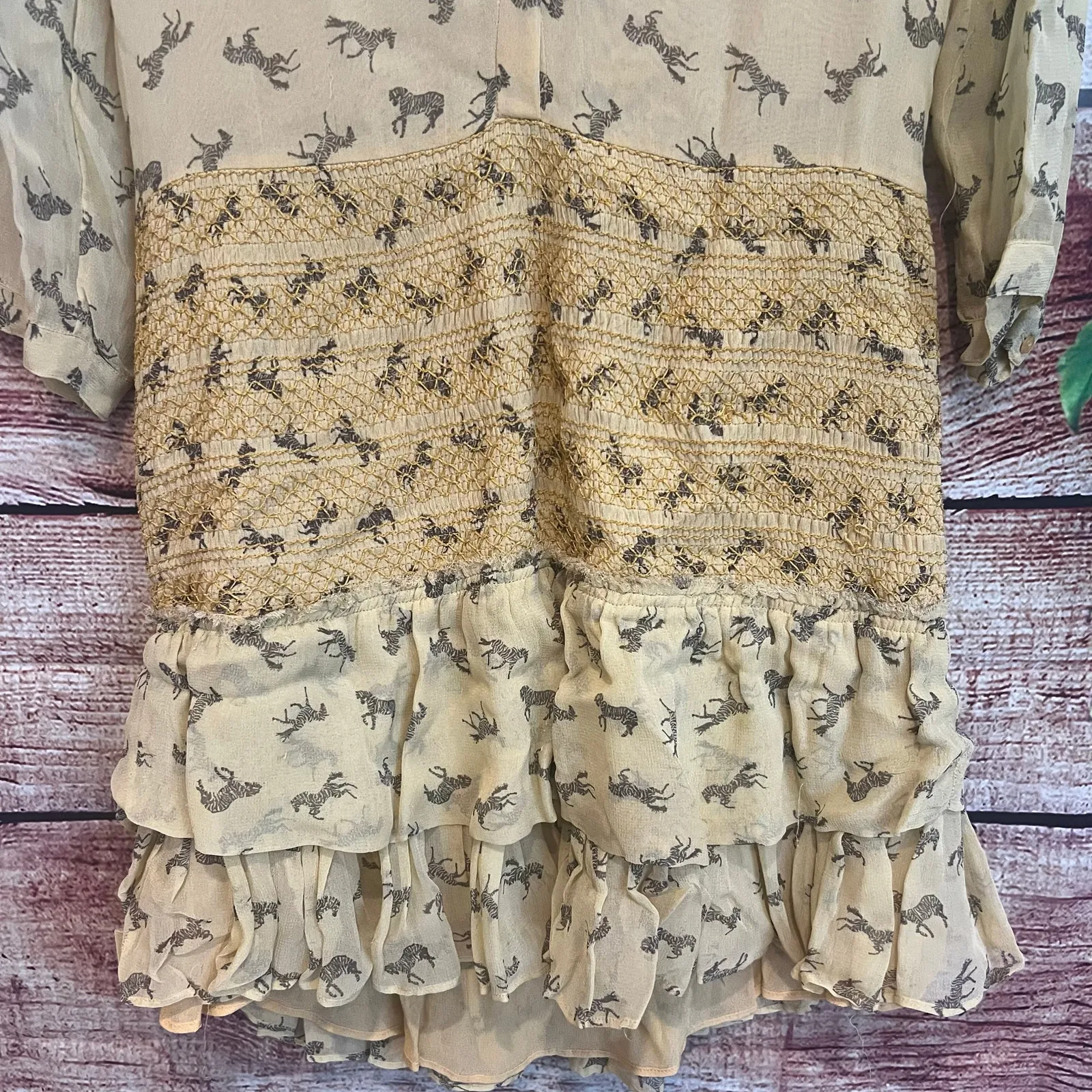 Paul & Joe Sister Fernande Floral Tiered Ruffle Mini Dress Zebra Animal Print - Image 3