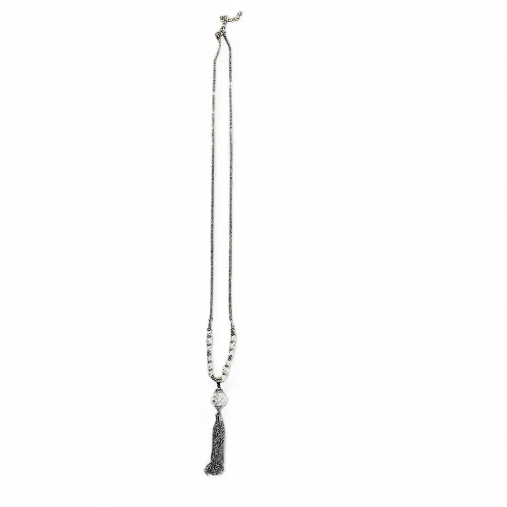 Paparazzi One Sway or Another Silver Tassel Statement Opera Length Necklace - Image 4