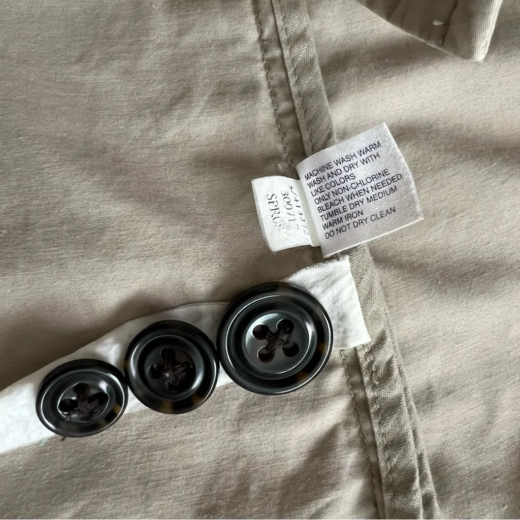 Gap Khaki Jacket Belted Trench Beige 3/4 Sleeve 100% Cotton Twill Women's Size M - Image 4