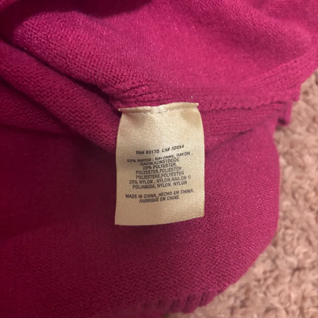 Anthropologie Galizia Tunic Sweater Womens Medium Hot Pink V-Neck Long Sleeve - Image 5