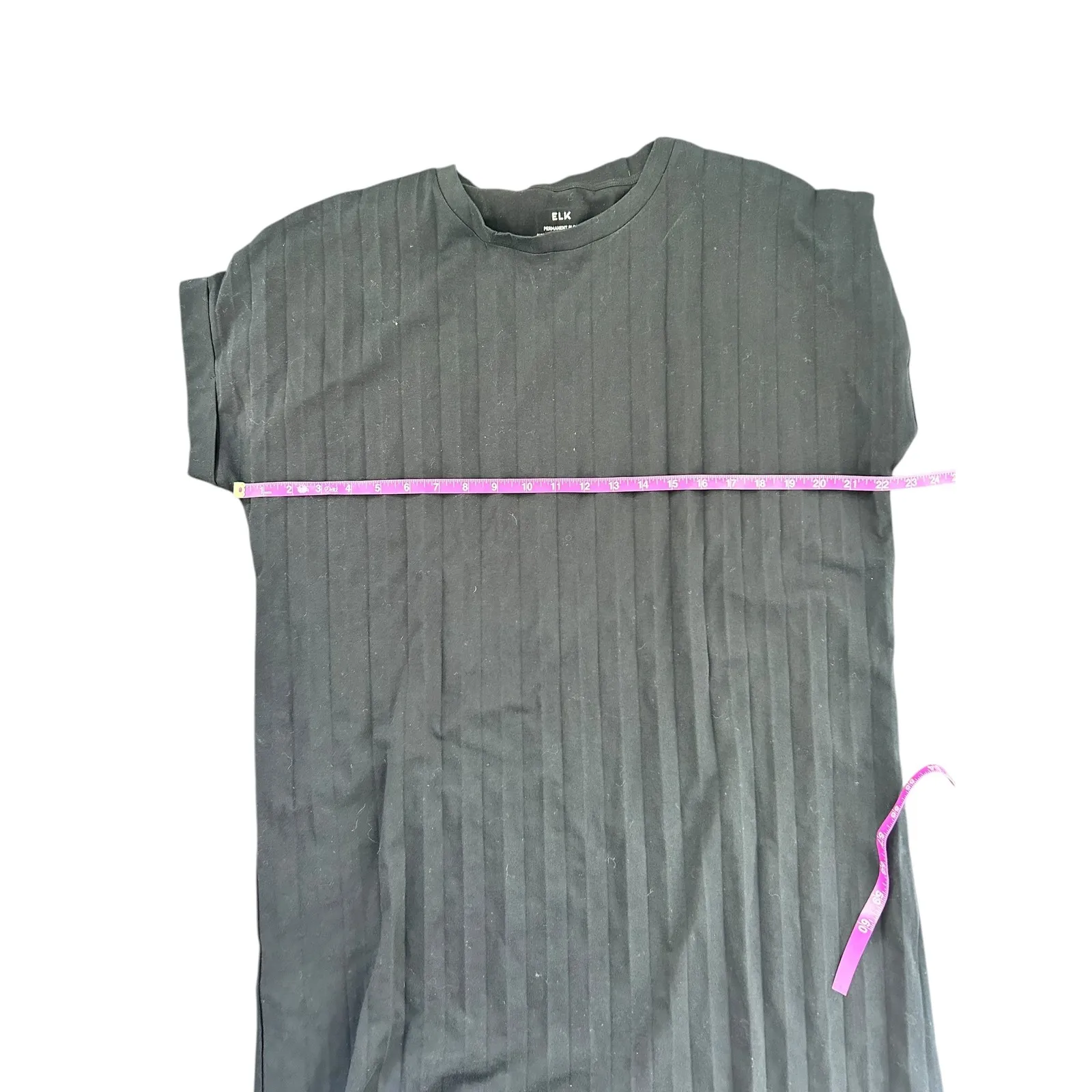 ELK Permanent Pleat Tunic Dress Black Short Sleeve Midi Womens Size US6 - Image 3