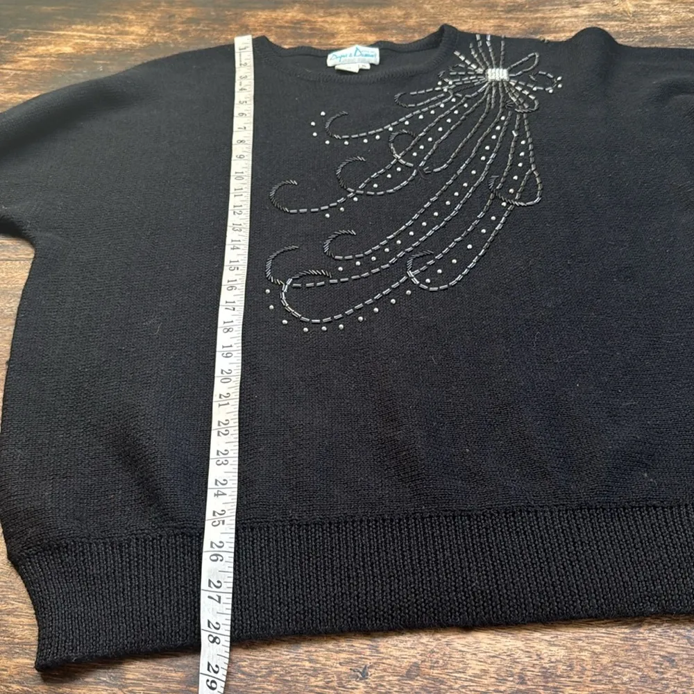Draper's & Damon's pullover black beaded Sweater size extra Large long sleeve - Image 7