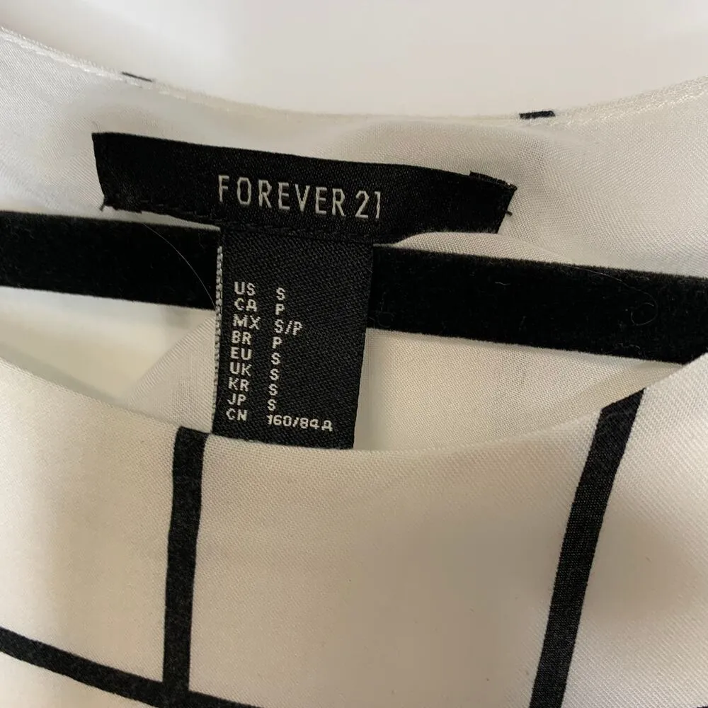 White Black Windowpane Plaid Shift Dress Sz Small - Image 8