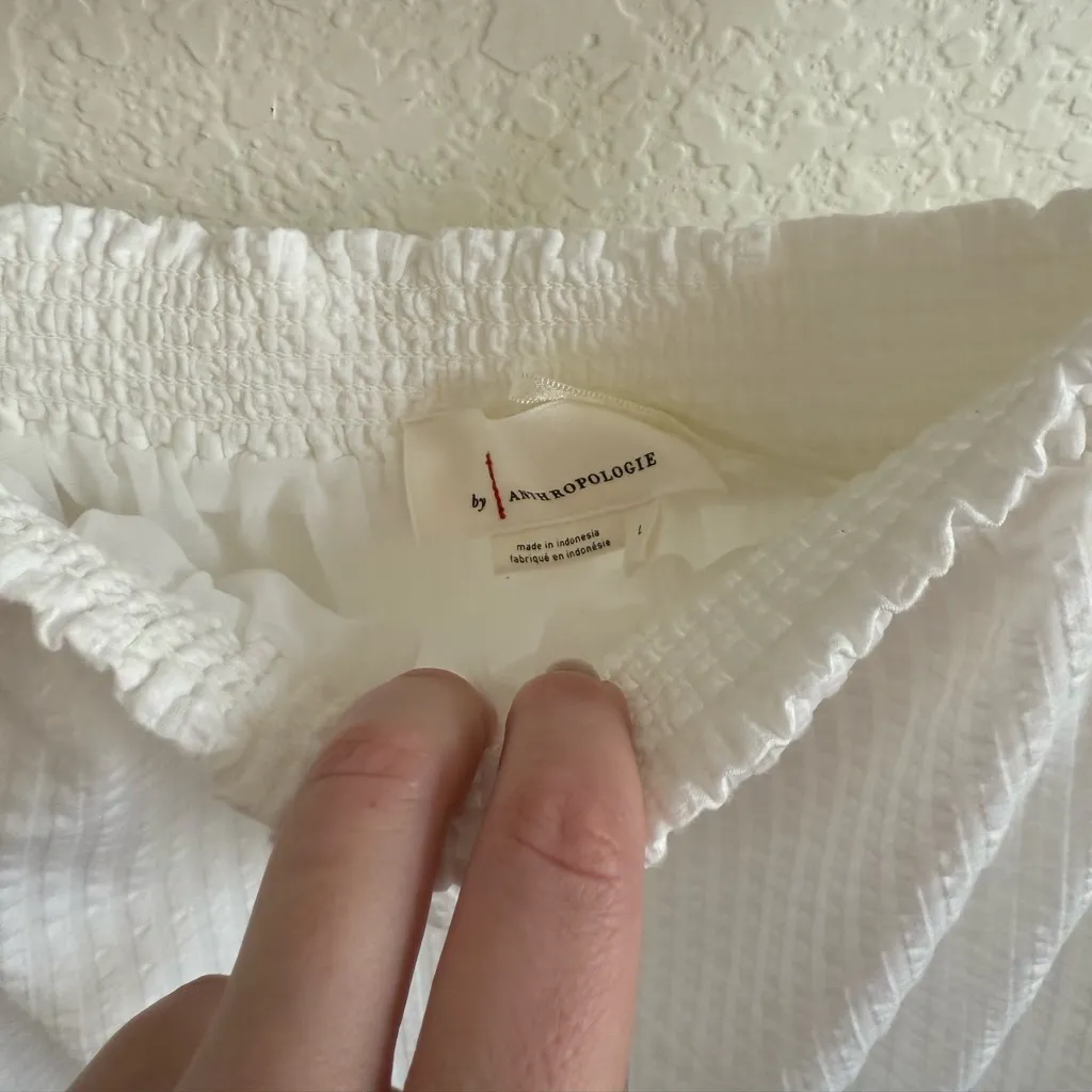 Anthropologie Colusa Smocked Strapless White Top Size Large Lined Flowy Tube Top - Image 2