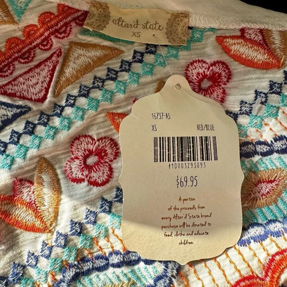 Altered State Boho Embroidered Cotton Halter Top NWT - Image 5