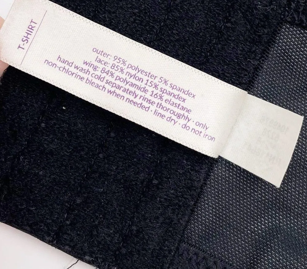 Cacique T-Shirt Bra Black Velvet Lace Trim Keyhole Front Size 44DD Lightly Lined - Image 8