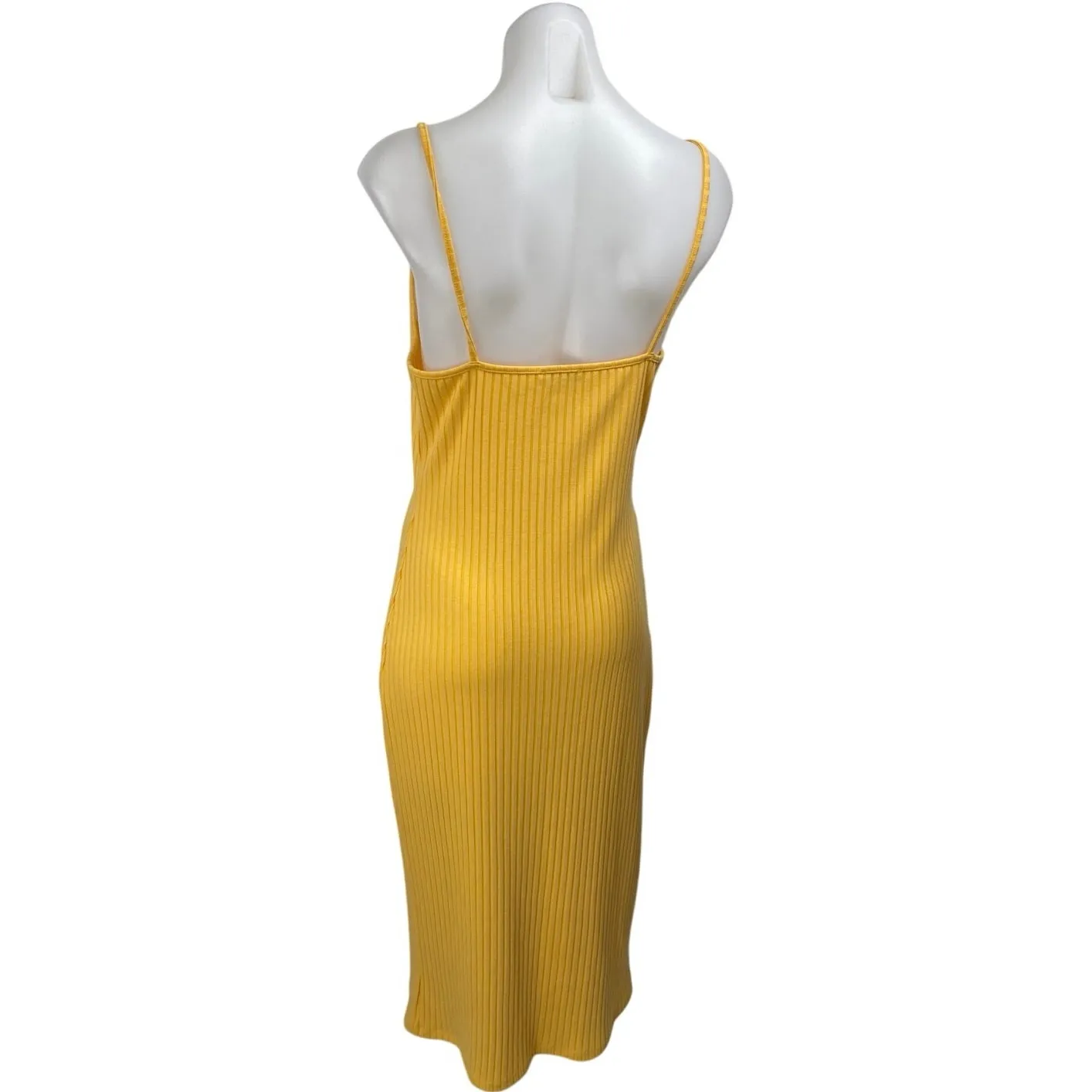 Zara Yellow Ribbed Sleeveless Cami Camisole Button Down Midi Tank Dress Size L - Image 2