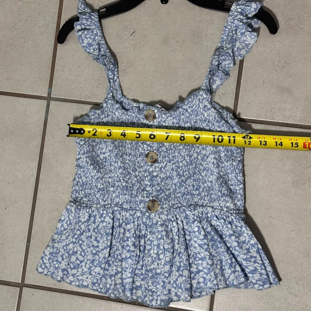 Miss Selfie Women Blue Peplum‎ Floral top size S - Image 6