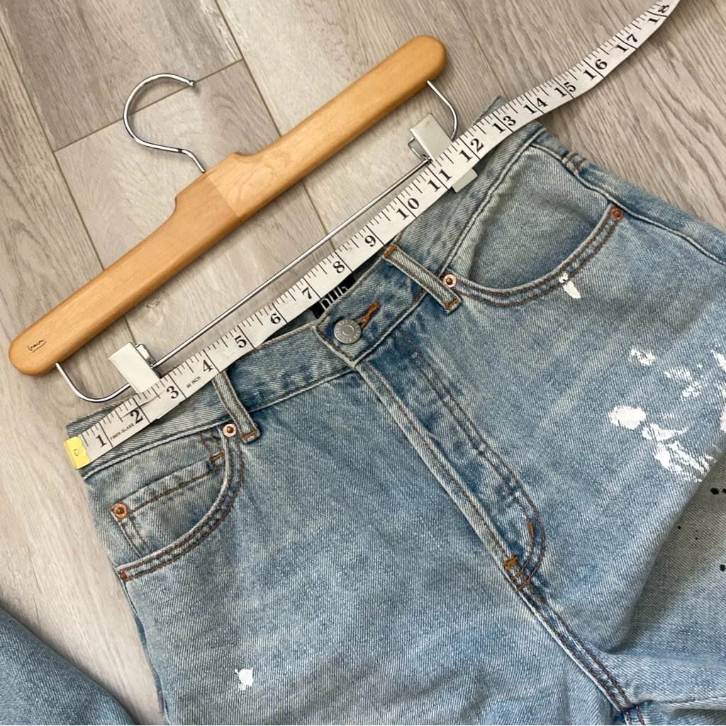 Urban Outfitters Jeans patchwork paint splatter womens Blue size 27 boho shabby - Image 3