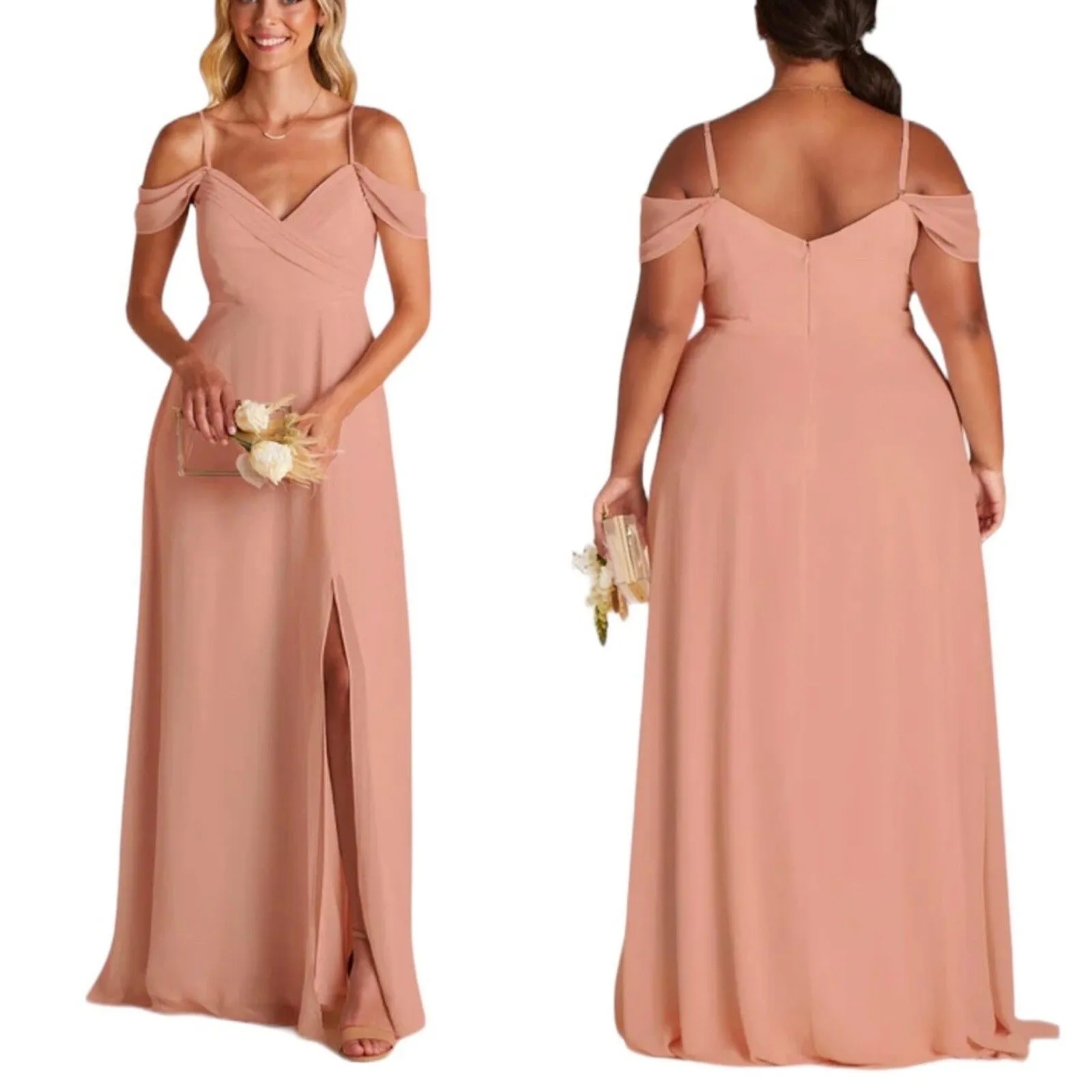 Birdy Grey Pink Bridesmaid Dress Size S Spence Convertible Rose Chiffon Wedding - Image 2