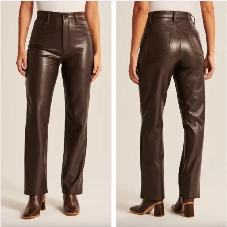 Abercrombie & Fitch Faux Leather 90s Straight High Rise Curve Love Women's 29/8 - Image 11
