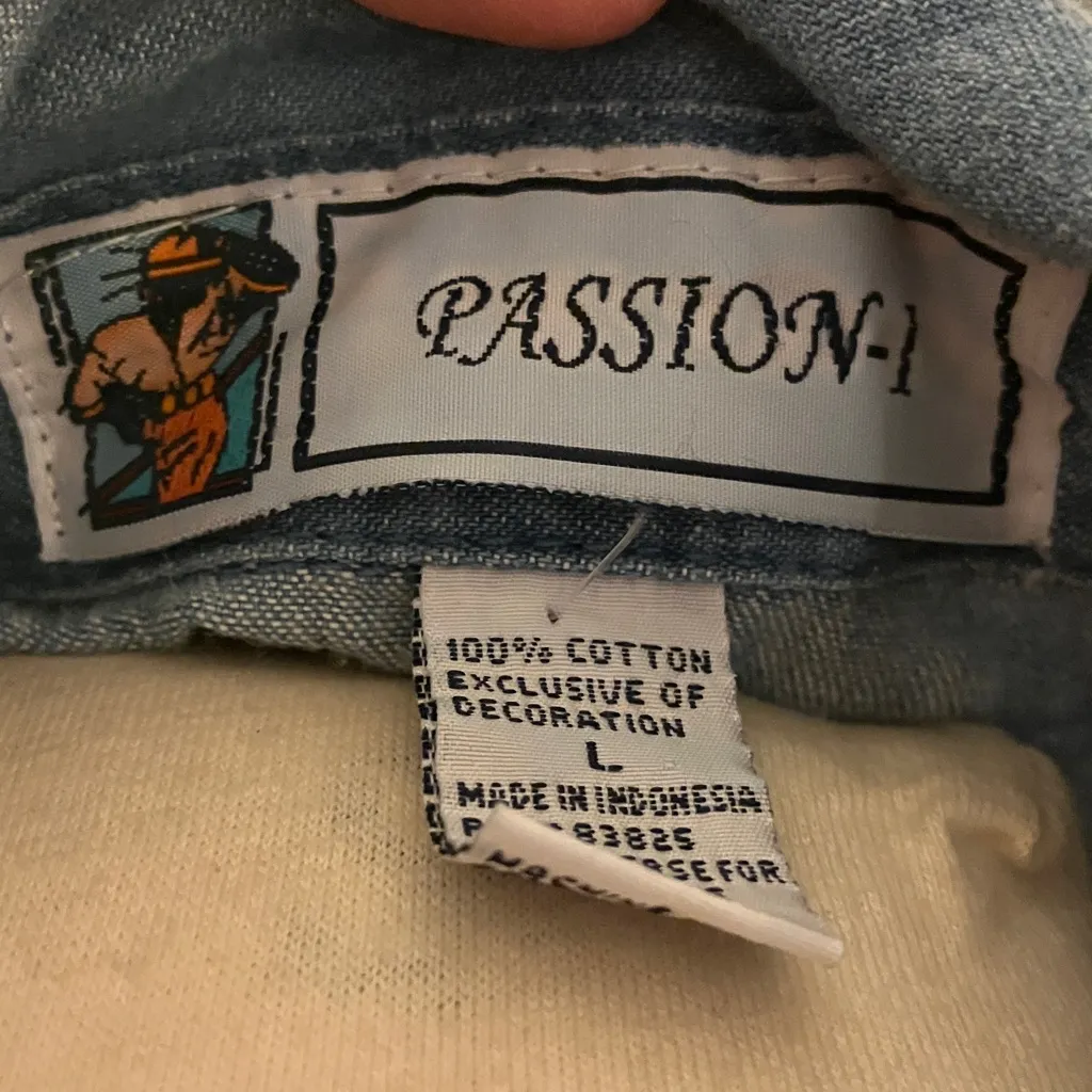 Vintage denim embroidered top Blue Size L - Image 3