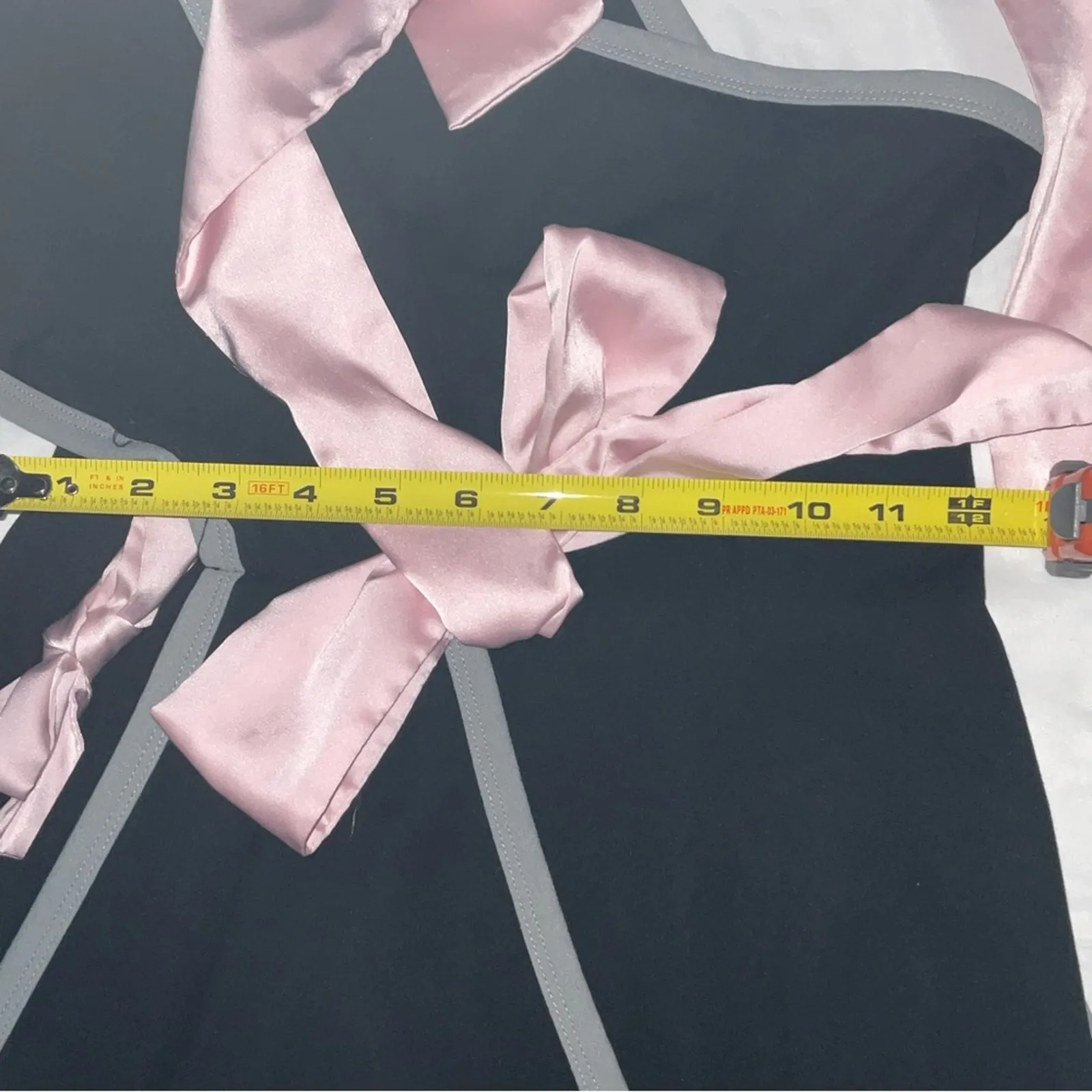 SHEIN X Trang Duong Bow Front Tube Fitted Dress Contrast Binding L Coquette Girl - Image 5