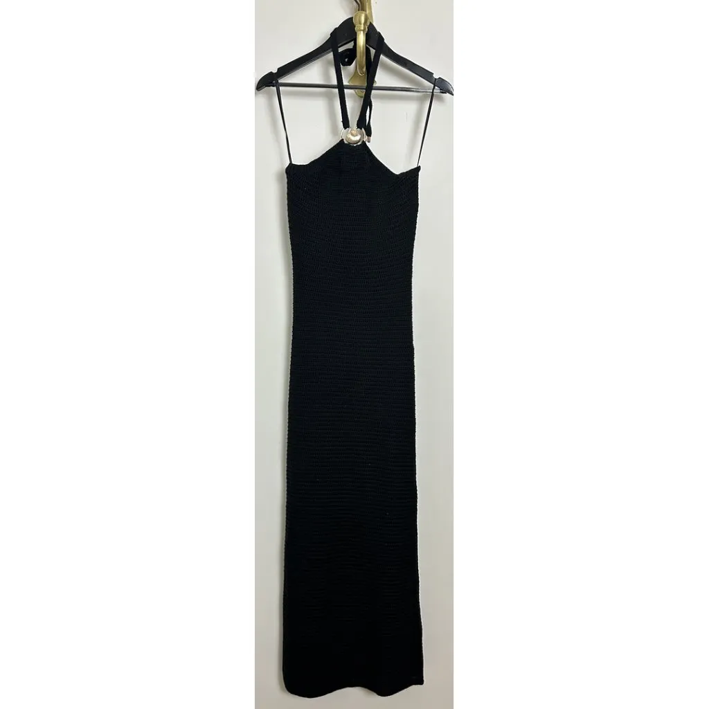 JLUXLABEL Aqua Overseas Halter Maxi Dress in Black Size Medium NWT - Image 4
