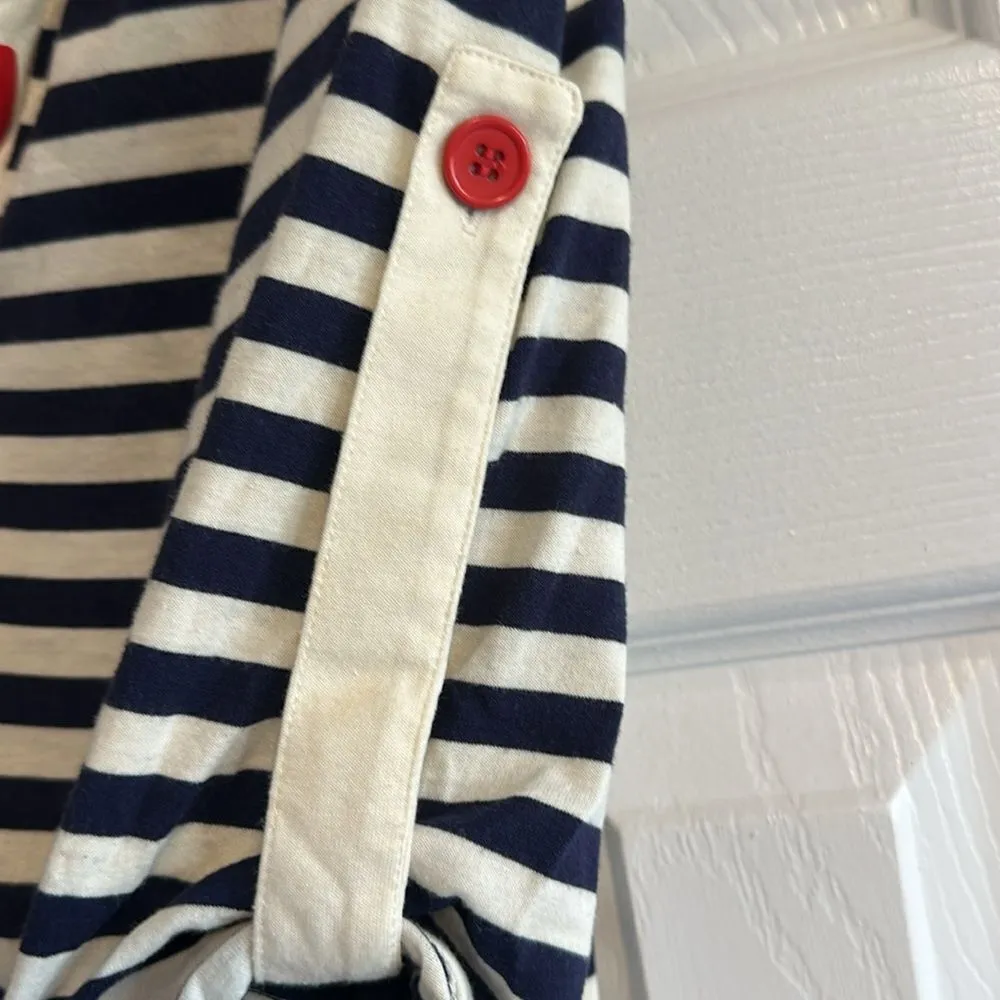 Nanette Lepore Swim Women’s Navy Blue and Ivory Striped Beach Cover-up - Size S - Image 4