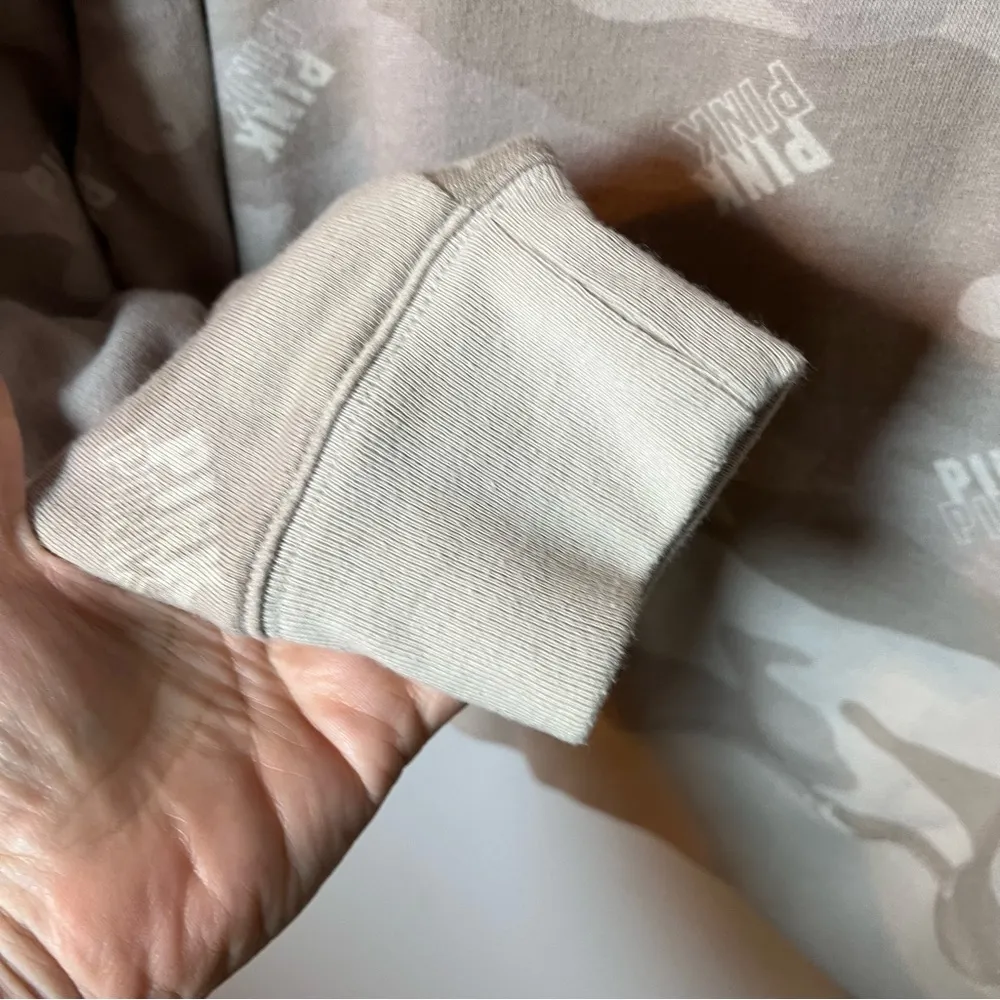 Victoria's Secret PINK Oversized Crewneck Women’s XS Beige Camo Sweatshirt - Image 3