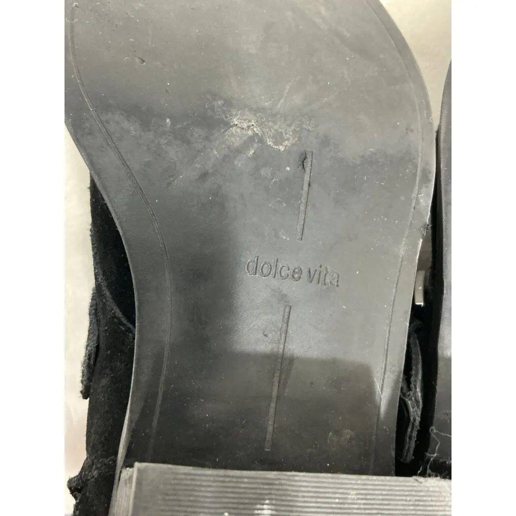 Womans Dolce Vita TAE Black Suede Strappy Heel Ankle Boots Size 7 M - Image 9