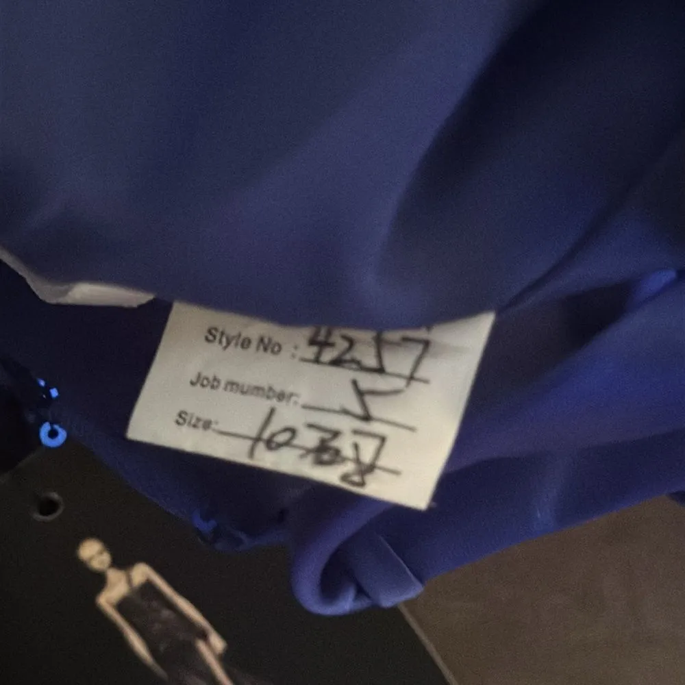 Women’s Blue Sparkly Mermaid Fit Prom Party Dress CrissCross Straps Size 10 NWT - Image 13