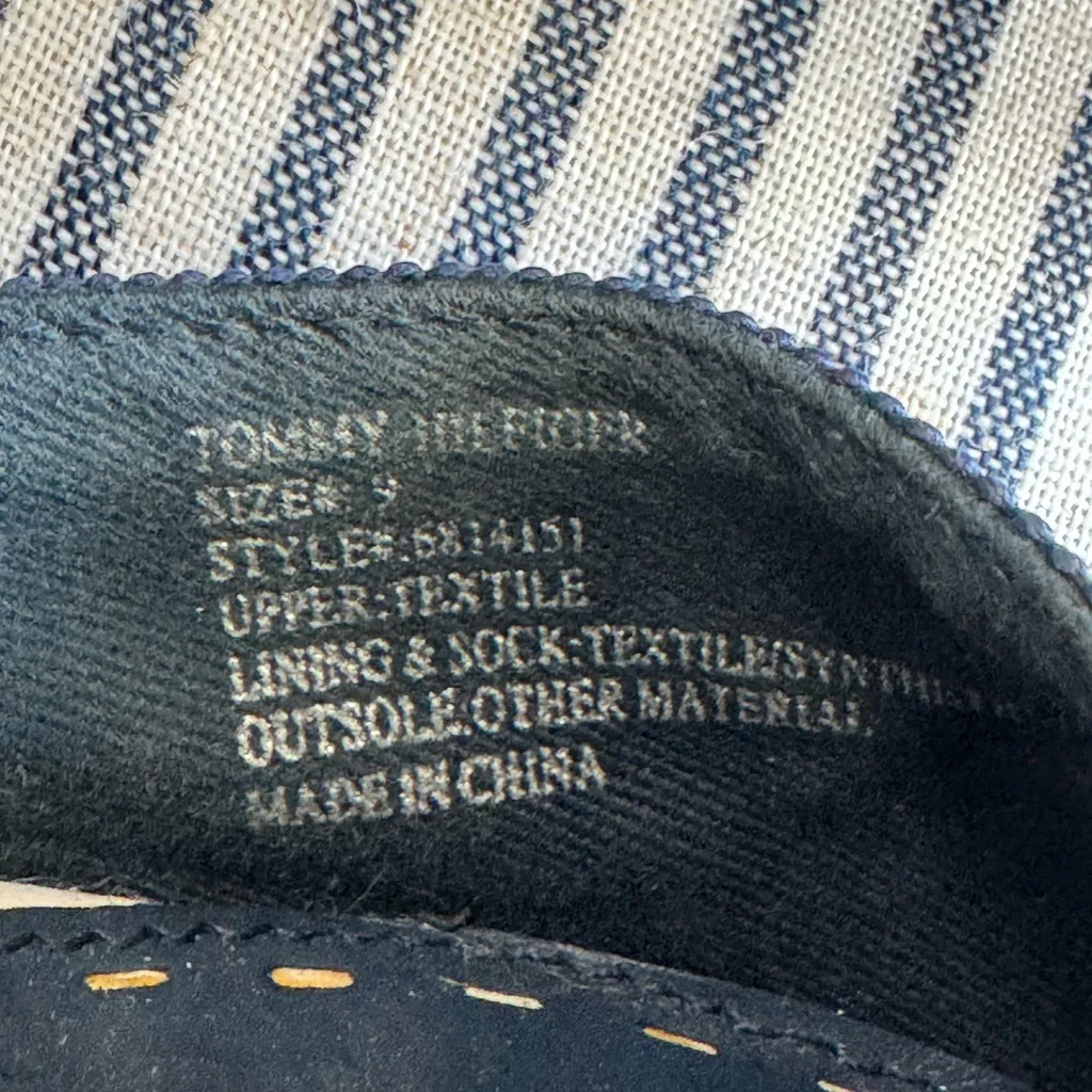 Tommy Hilfiger Red White Navy Blue Ankle Strap Espadrille Wedge Sandals 9 FLAW - Image 4