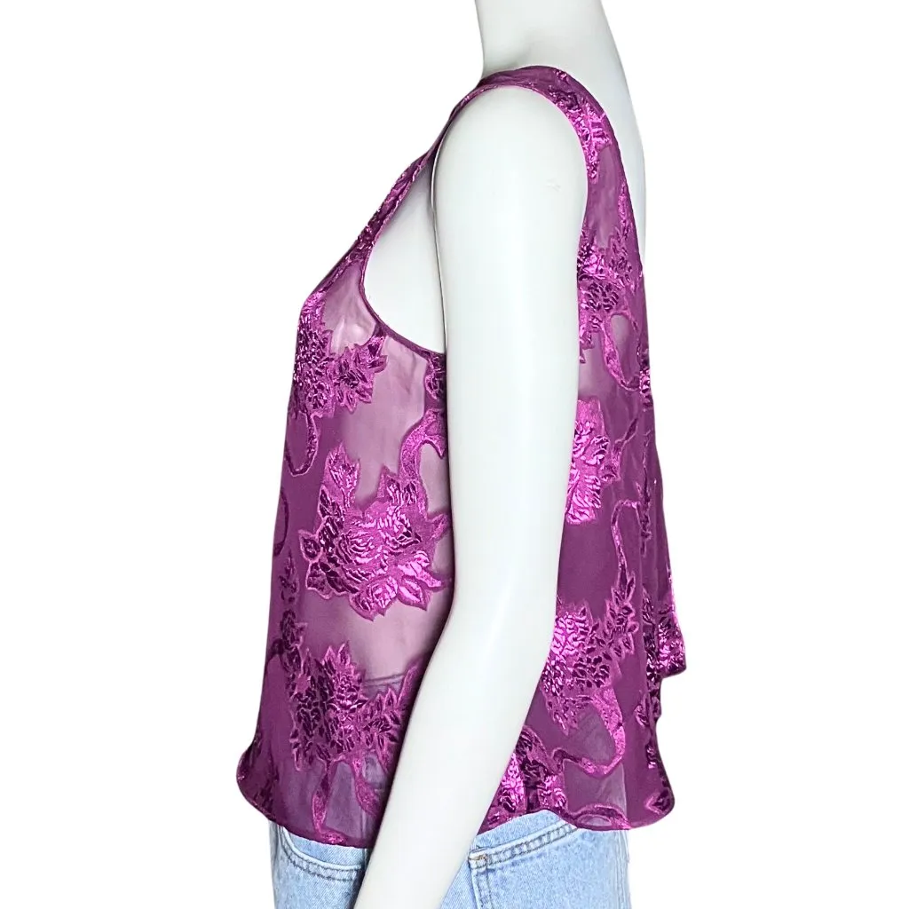 Vintage Victoria’s Secret Gold Label Sheer Purple Tank Top. Small. Fairy Brocade - Image 2