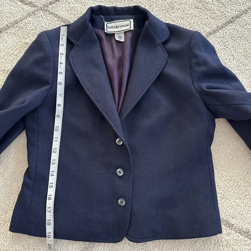 Vintage 60s/70s Bobby Brooks Wool Blend Cropped Navy Blazer Blue Size XS - Image 4