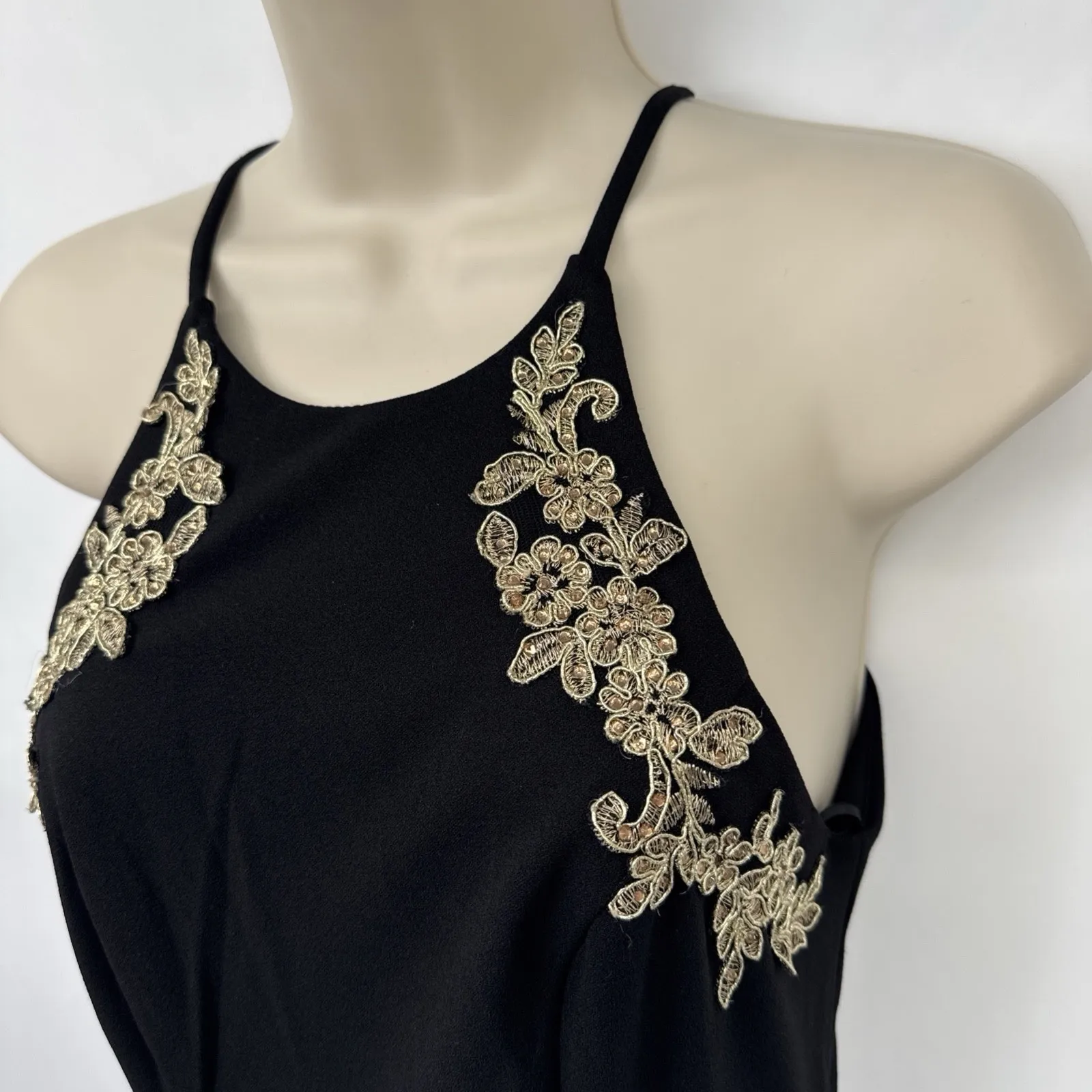 Vintage Y2K B. Darlin Skater Dress Whimsigoth Fairy Womens‎ 5/6 Black Gold - Image 8