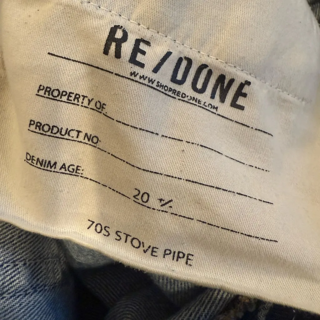 RE/DONE 70s Stove Pipe Jeans size 32 Light‎ Wash - Image 5