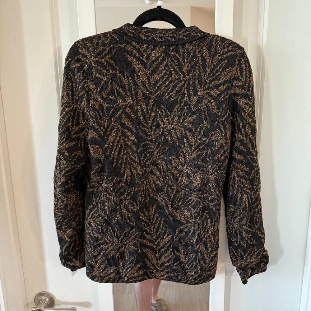 Women’s “Peruvian Connection” SZ Small Br/Bl knit jacket Pima cotton - Image 5