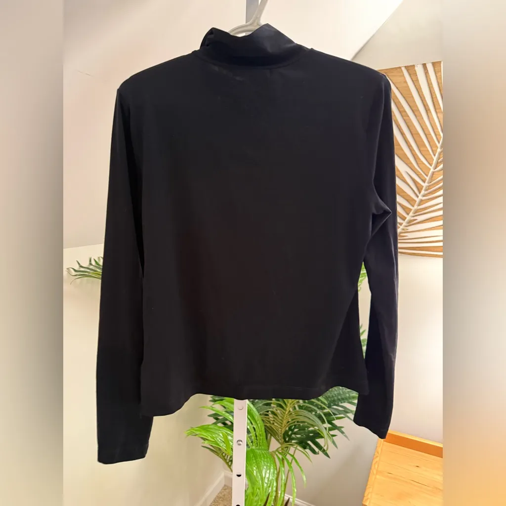 St. John black‎ fine jersey long sleeve turtleneck top M - Image 3