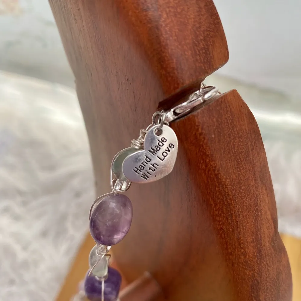 Handcrafted Amethyst and Fluorite Wire Wrapped Set - Image 6